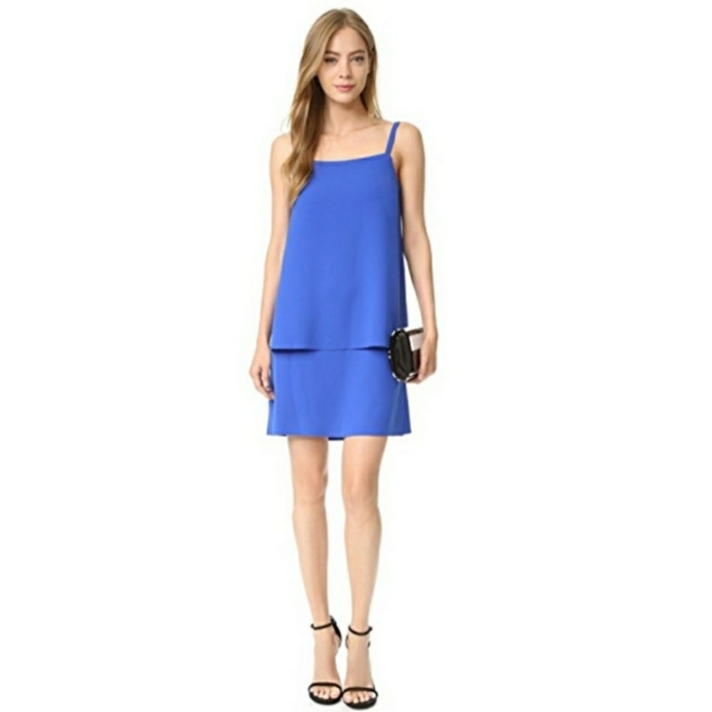 new Jason Wu Grey Shift Dress Layered Color Block Blue Size 8